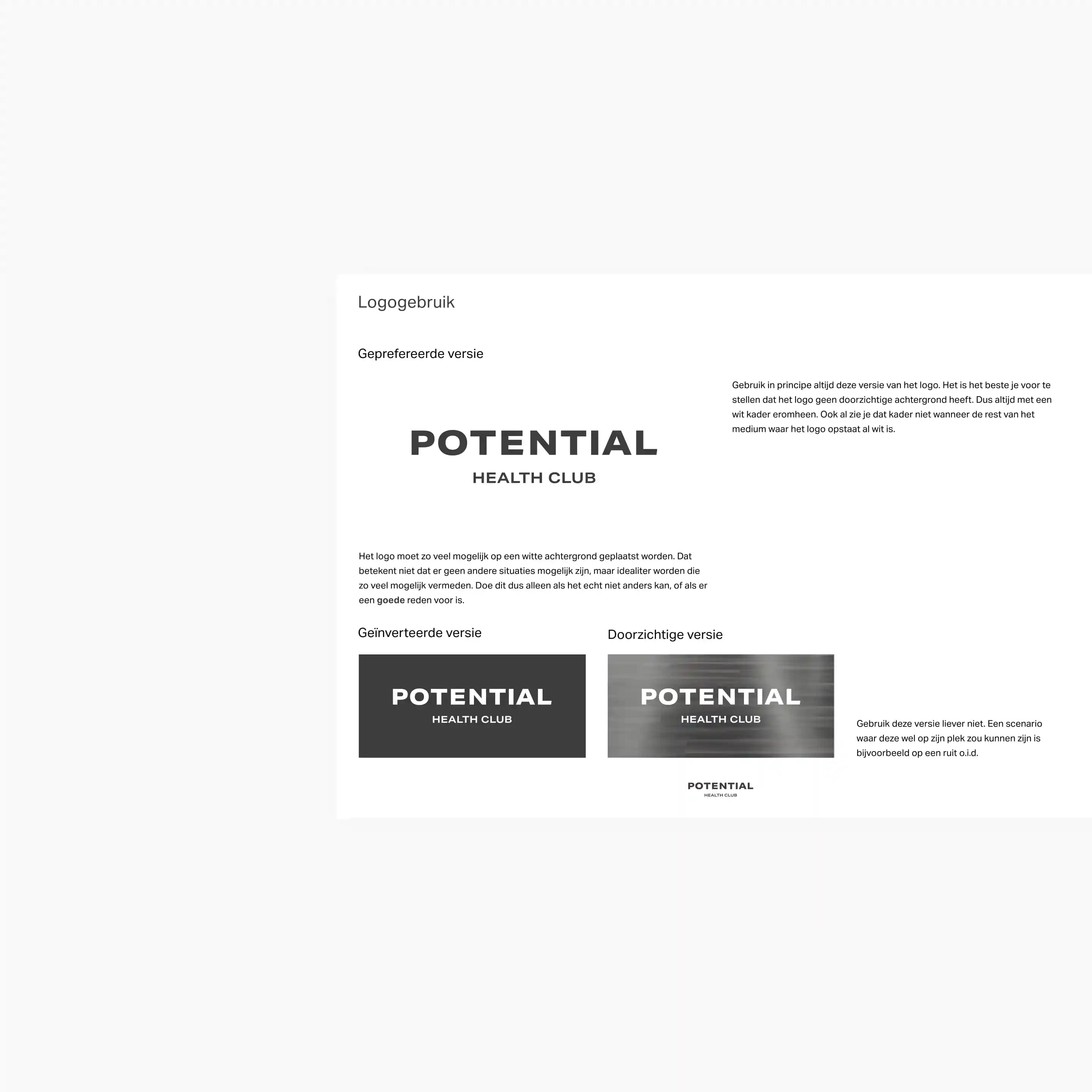 Potential Health Club: Brand & Webdesign