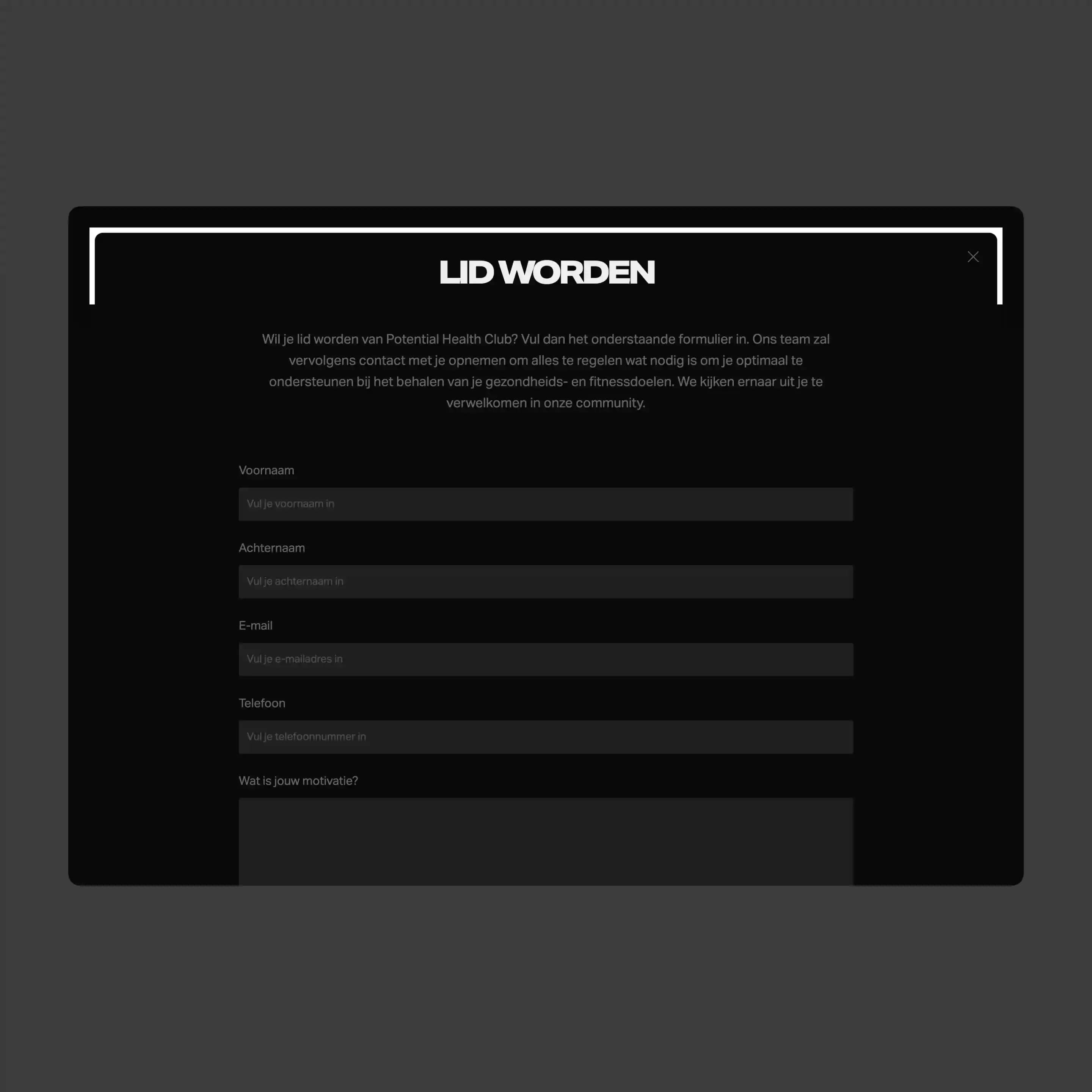 Potential Health Club: Brand & Webdesign