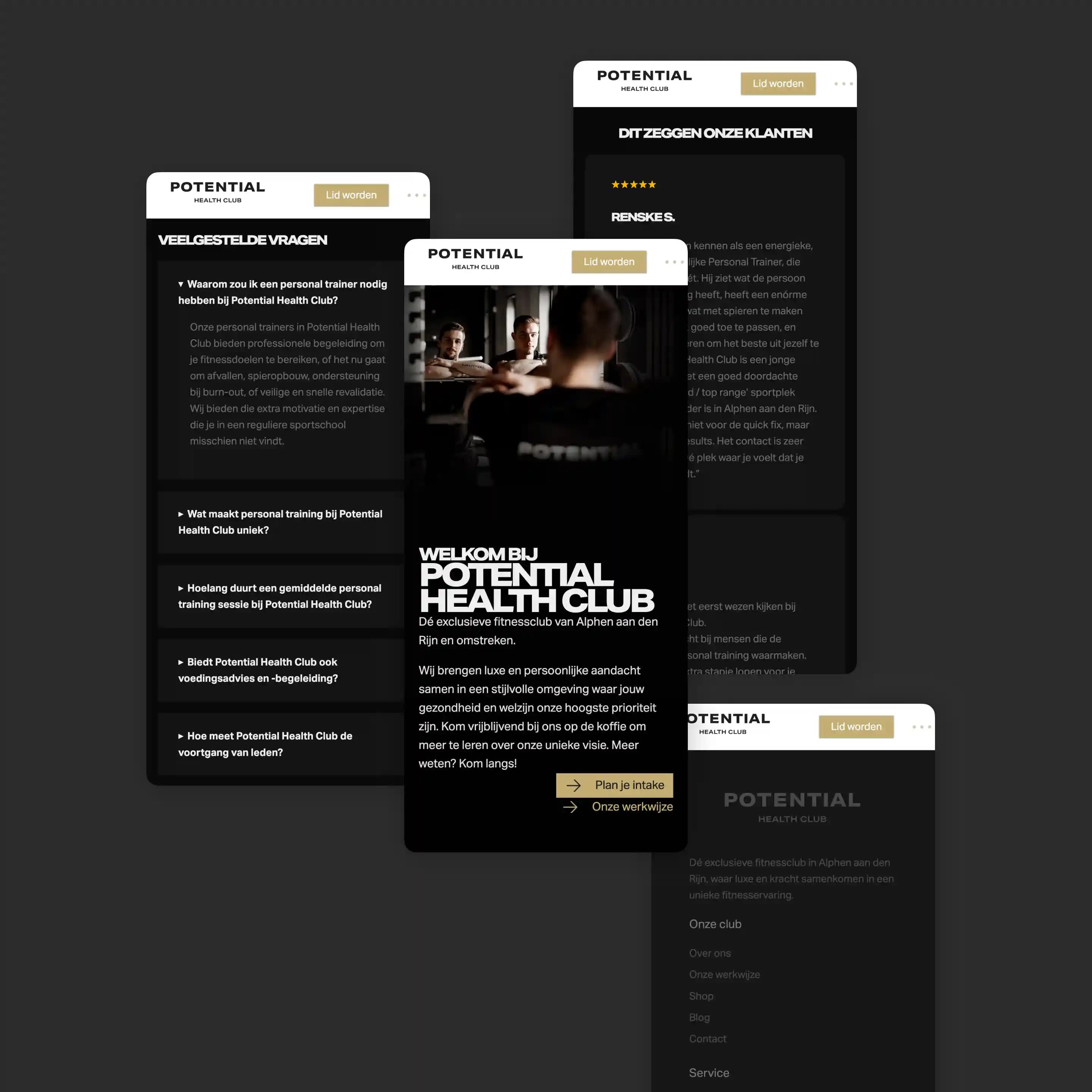 Potential Health Club: Brand & Webdesign